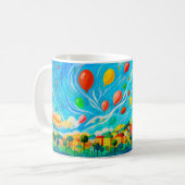 Bunte Häuser mit Ballons in einem windigen Himmel Kaffeetasse (Vorderseite Links)