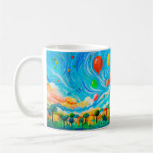 Bunte Häuser mit Ballons in einem windigen Himmel Kaffeetasse (Links)