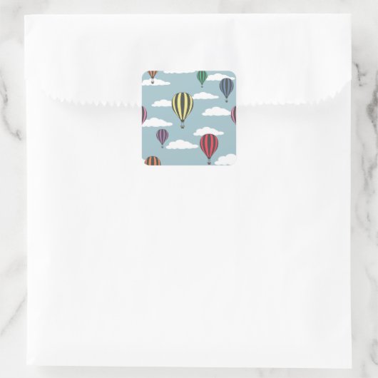 Bunte Heißluftballons Quadratischer Aufkleber (Tasche)