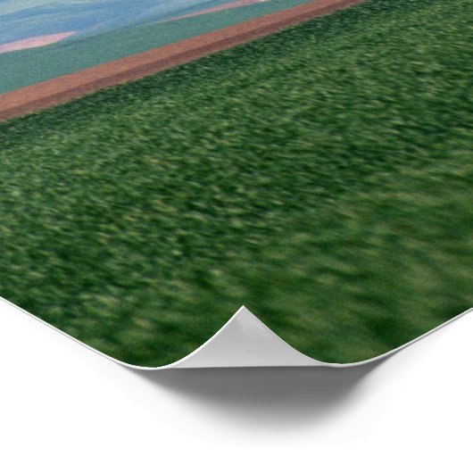 Bunte Heißluftballons schwimmen über Weizen Poster (Ecke)