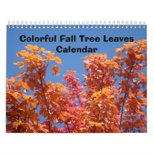 Bunte Herbstbaum-Blatt-Kalender Blaue Himmelskunst Kalender