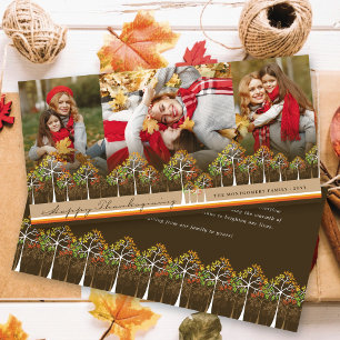 Bunte Herbstbäume Frohes Erntedankfest 3 Foto Feiertagskarte