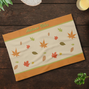 Bunte Herbstblätter mit individuellem Text Geschirrtuch