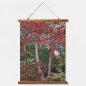 Bunte Herbstblätter und Bäume Wandteppich Mit Holzrahmen (Vorderseite)