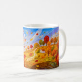 Bunte Herbstblätter wirbeln im Wind Kaffeetasse (VorderseiteRechts)