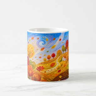 Bunte Herbstblätter wirbeln im Wind Kaffeetasse
