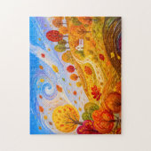 Bunte Herbstblätter wirbeln im Wind Puzzle (Vertikal)