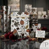Bunte Herbsternte und Kuhschädel Halloween Geschenkpapier