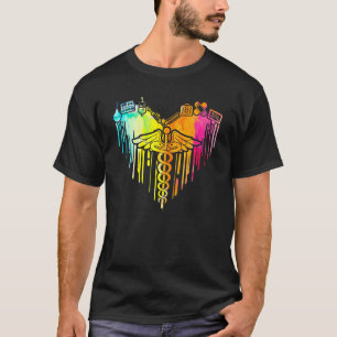 Bunte Herz Krankenschwester Er Rn Cdn Medizinische T-Shirt