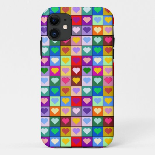 Bunte Herz-Quadrate Case-Mate iPhone Hülle (Rückseite)