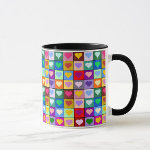 Bunte Herz-Quadrate Tasse
