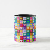 Bunte Herz-Quadrate Tasse (Zentrum)
