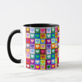 Bunte Herz-Quadrate Tasse (Links)