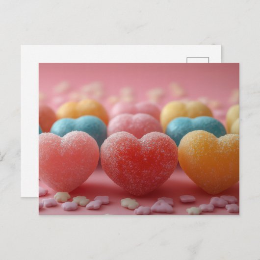 Bunte Herzen aus Zucker Valentinstag Postkarte (Vorne/Hinten)