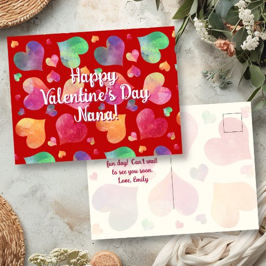 Bunte Herzen Happy Valentines Day Postkarte