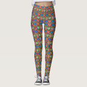 Bunte Herzen im geometrischen Muster Leggings (Vorderseite)