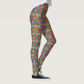 Bunte Herzen im geometrischen Muster Leggings (Rechts)