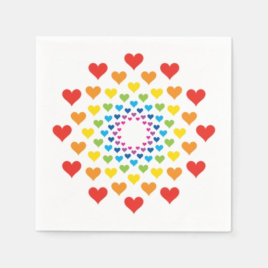 Bunte Herzen Serviette (Vorderseite)