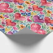 Bunte Herzen und Blumen Geschenkpapier (Ecke)