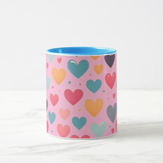 Bunte Herzen Valentinstag Tasse (Zentrum)