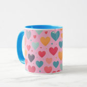 Bunte Herzen Valentinstag Tasse (Vorderseite Links)