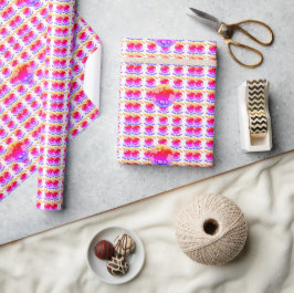 Bunte Hexe reitet auf einem Pferd Geschenkpapier