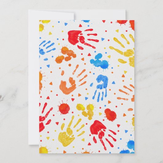 Bunte High Five zum Geburtstag Einladung (Rückseite)