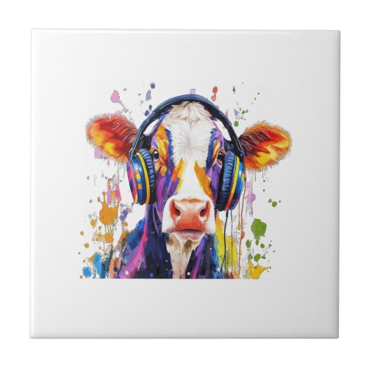 Bunte Highland-Kuh Fliese (Vorderseite)