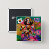 Bunte-Hippie-Chic-Blumen-Knopf Button (Vorne & Hinten)