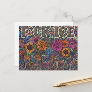 Bunte Hippie-Leute F+cken Eis-Protest-Kunst Postkarte