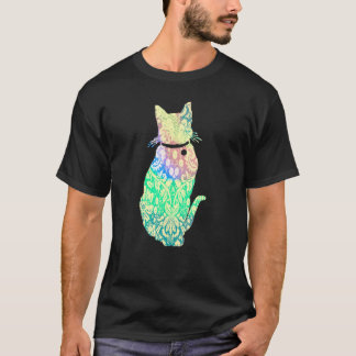 Bunte Hippie Süße Katze T-Shirt