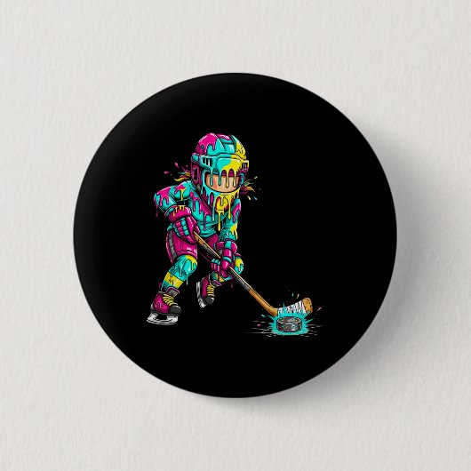 Bunte Hockey-Eiscreme-Drip-Player Button (Vorderseite)