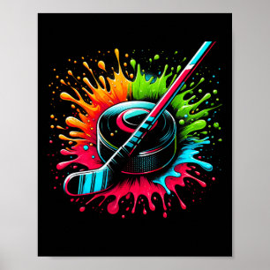 Bunte Hockey-Tie-Dye-Farbe Hockeyspieler Sport  Poster