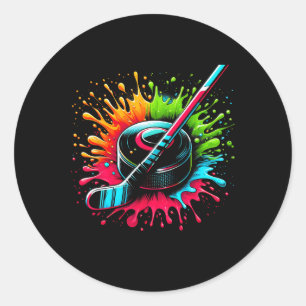 Bunte Hockey-Tie-Dye-Farbe Hockeyspieler Sport Runder Aufkleber