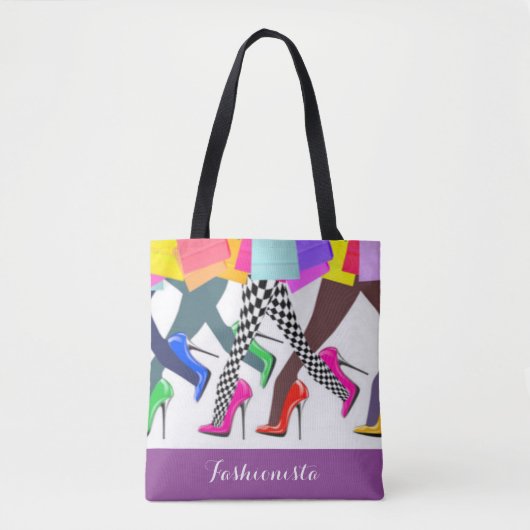 Bunte hohe Heels-und Bein-Typografie Tasche (Vorderseite)