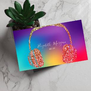 Bunte Holografische Glitter Kopfhörer DJ Visitenkarte
