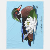 Bunte Holzente Wasserlilie Wildtier Blau Fleecedecke (Vorderseite)