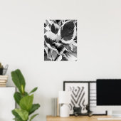 Bunte Hosta Schwarz-Weiß-Blumenbild Poster (Heimbüro)