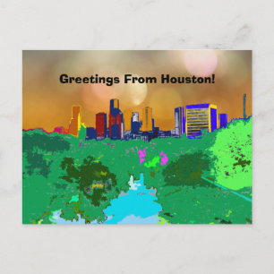 Bunte Houston City Skyline Souvenir Grüße Postkarte