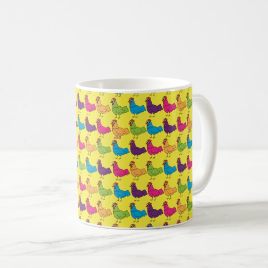 Bunte Huhn-Tasse Kaffeetasse (VorderseiteRechts)