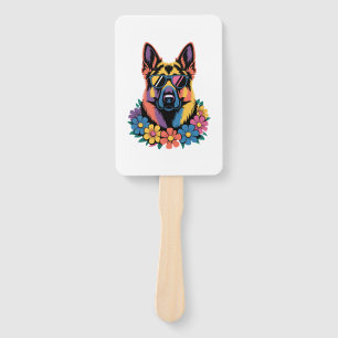 Bunte Hund-Kunst mit Blumen und Schattierungen Fächer