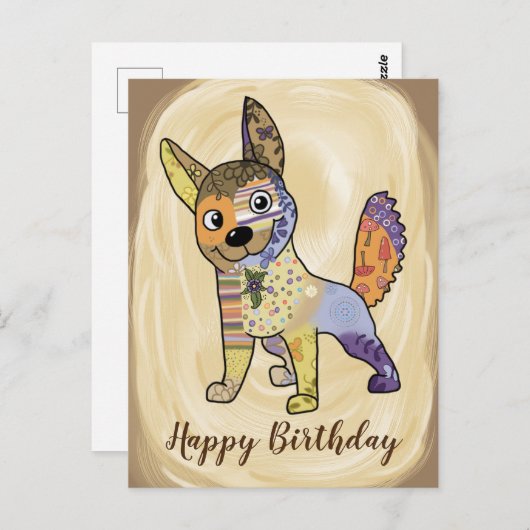 Bunte Hund Postkarte (Vorne/Hinten)