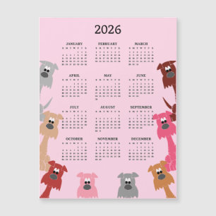 Bunte Hunde 2026 Kalender Magnetkarte