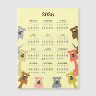 Bunte Hunde 2026 Kalender Magnetkarte