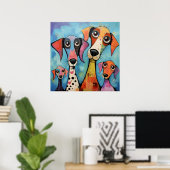 Bunte Hunde Abstract Art Print, Poster (Heimbüro)