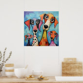 Bunte Hunde Abstract Art Print, Poster (Küche)
