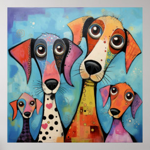 Bunte Hunde Abstract Art Print, Poster