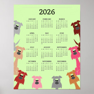 Bunte Hunde Design 2026 Kalenderposter Poster