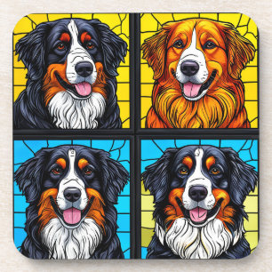 Bunte Hunde Glasmalerei Getränkeuntersetzer