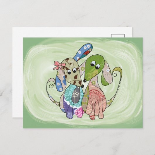 Bunte Hunde Postkarte (Vorne/Hinten)